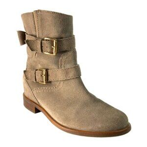 Kate Spade New York Short Boot Size 5.5 Tan Suede Ankle Buckle Brazil